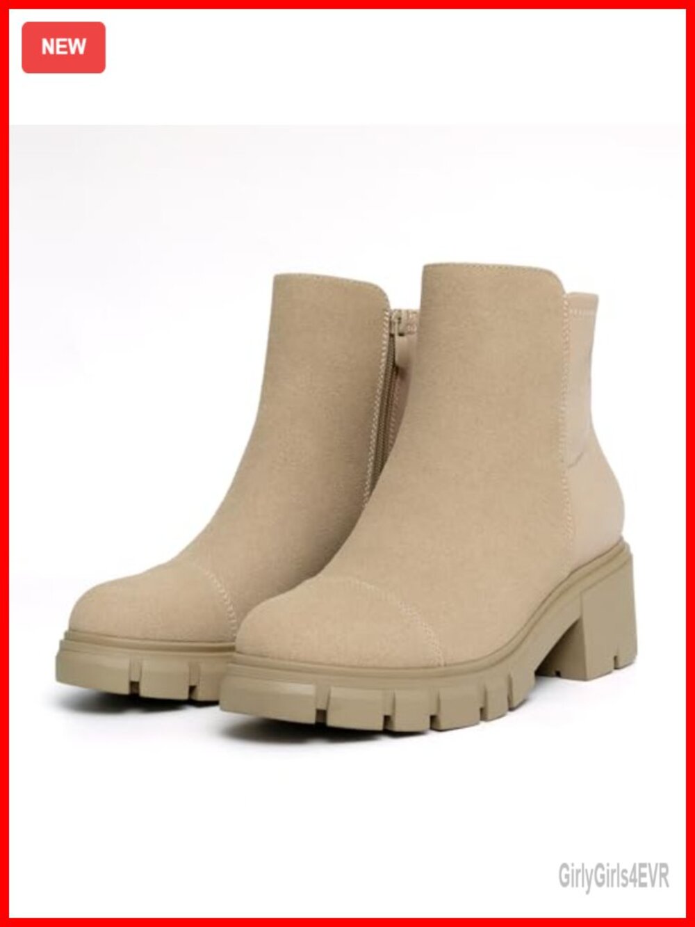 Platform Lug Sole Chunky Heel Chelsea Booties with Side Zipper - Picture 3 of 7